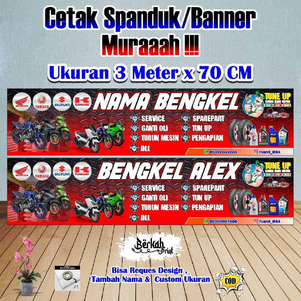 Jual Spanduk Banner Bengkel Ukuran 3 meter x 70 cm | Shopee Indonesia