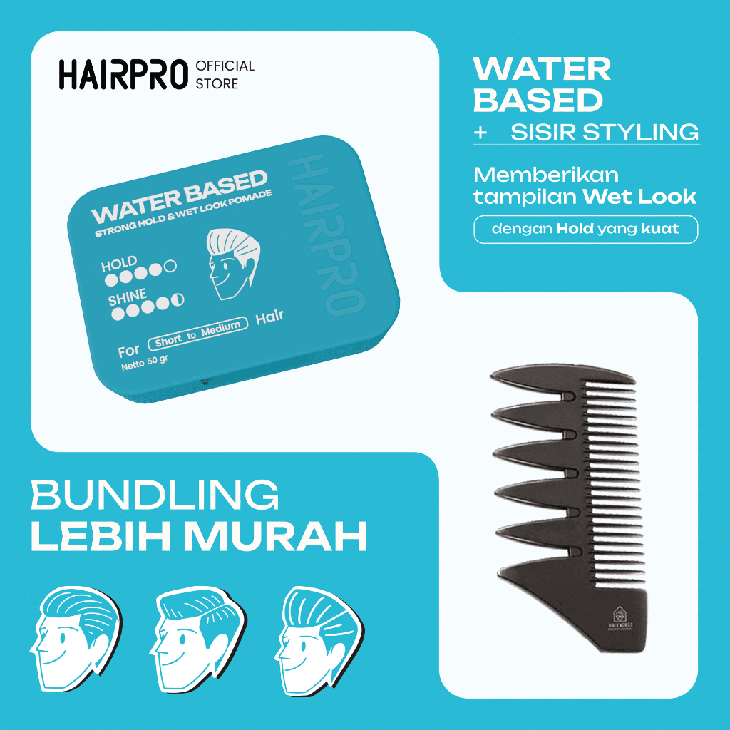Jual Hairnerds Professional - Water Based Pomade + Texture Comb ...