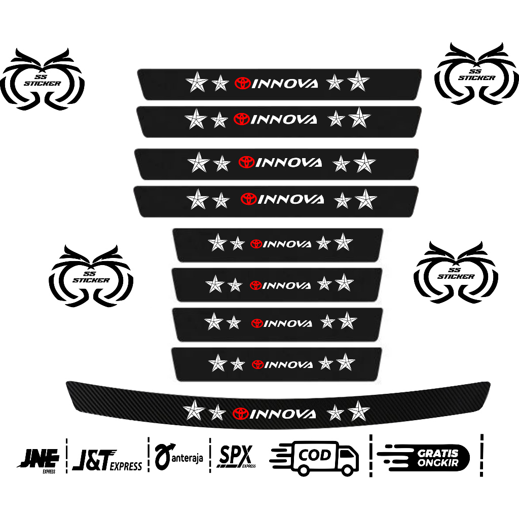 Jual sticker sill plate carbon 3d mobil INNOVA stiker pelindung pijakan ...