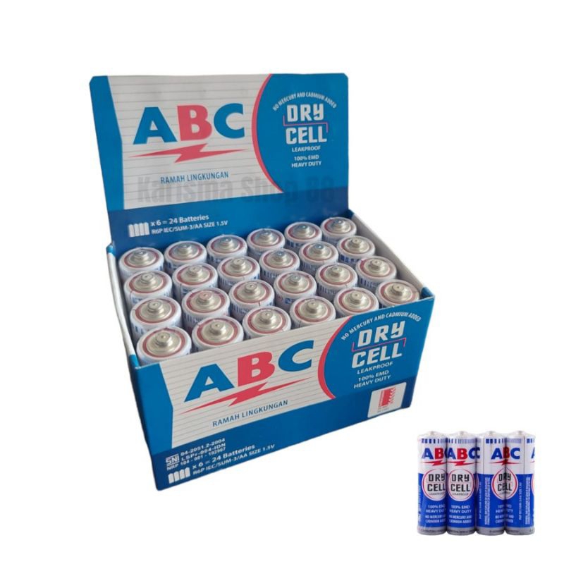 Jual BATERAI ABC AA ZINC R6 BIRU BOX ISI 24 PCS BATTERY ABC BIRU A2 ...