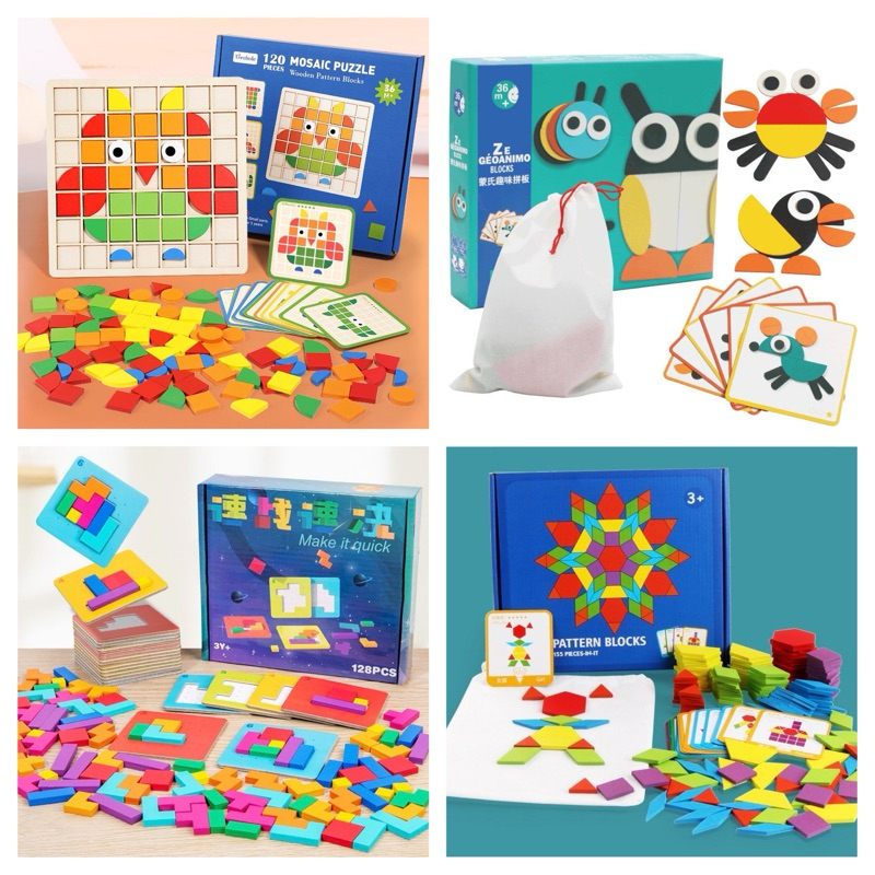 Jual Mosaic Puzzle/Make It Quick/Pattern Blocks/ZE Geoanimo Blocks ...
