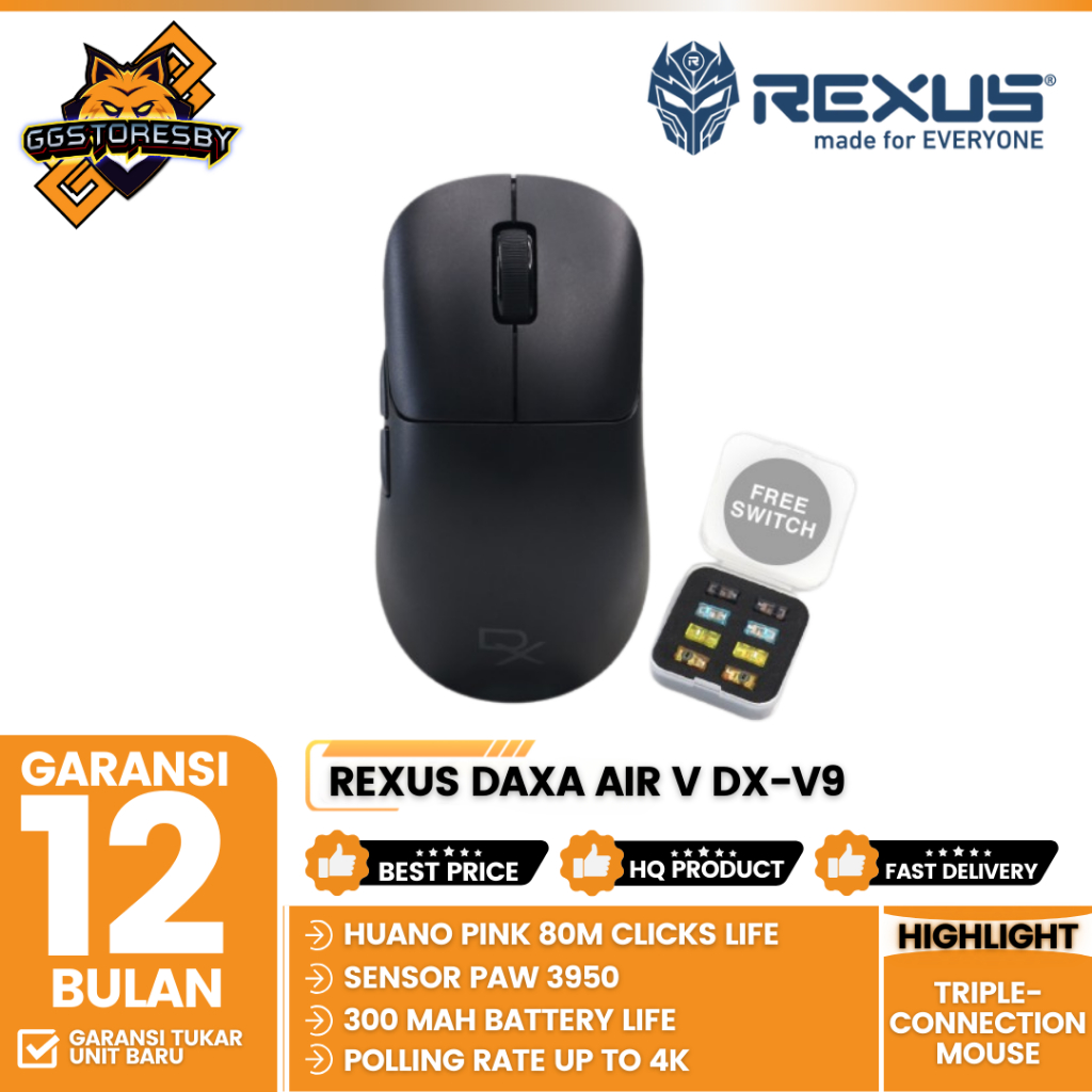 Jual Rexus Daxa Air V Dx-V9 Triple-Connection Wireless Gaming Mouse ...