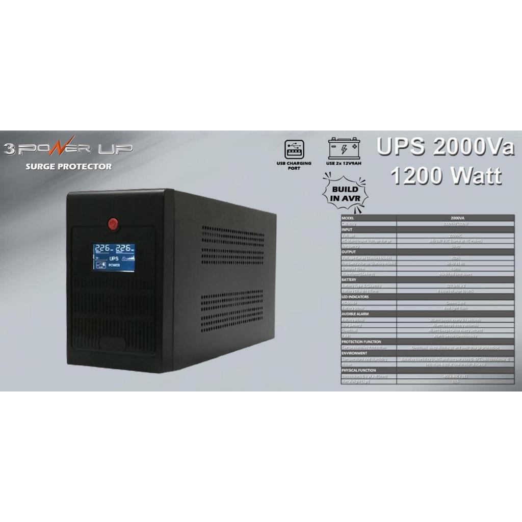 Jual UPS 2000VA Power Up LCD AVR Stabilizer + Port USB - UPS 2000VA ...