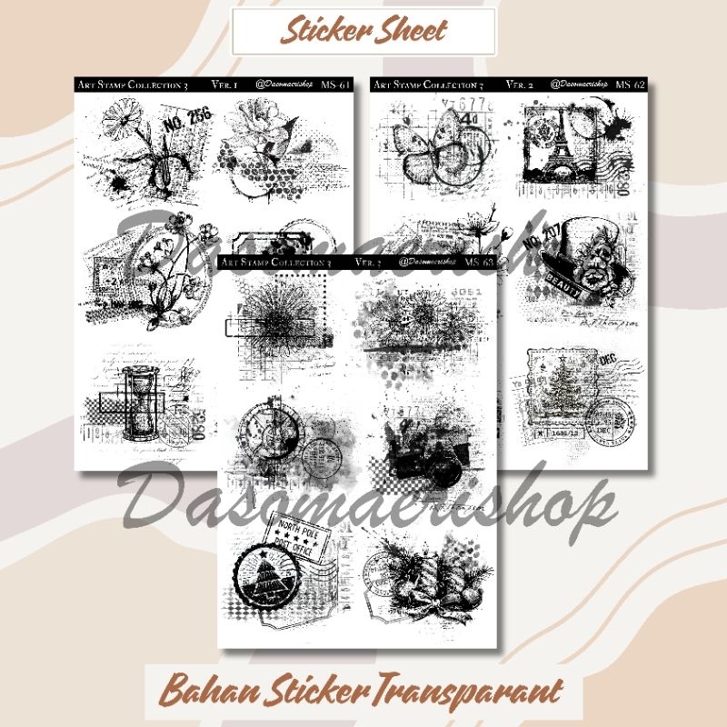 Jual Sticker Sheet Art Stamp Collection 3 Stiker Stempel Dekorasi ...