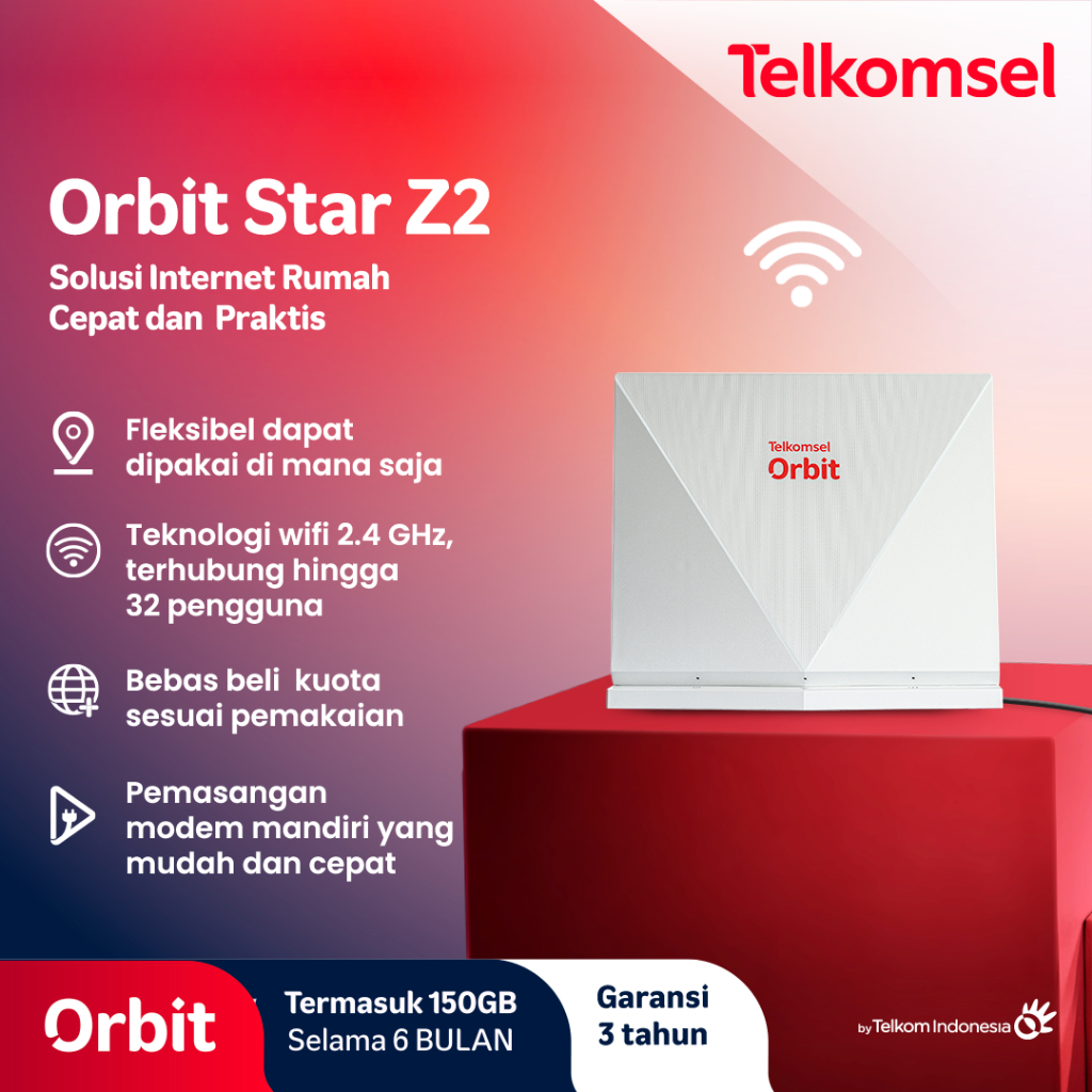 Telkomsel Orbit Star Z2 Modem WiFi 4G High Speed Bonus Data
