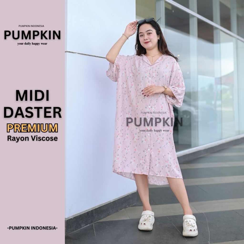 Jual Daster Jumbo Midi Full Kancing Aktif Motif Bunga Kekinian | Shopee ...