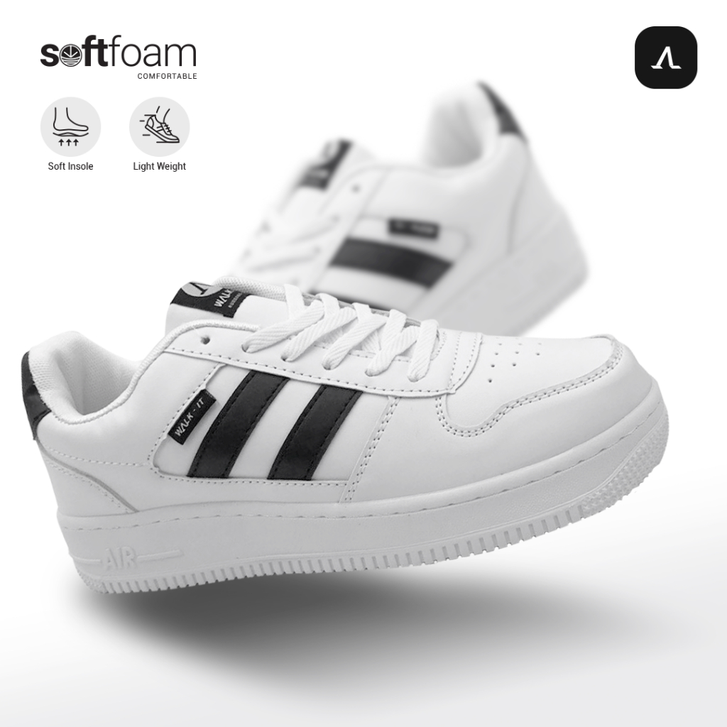 Walk It Sepatu Sneakers Pria Putih 39 44 untuk Kuliah Kerja WIT-350  Sepatu Couple Sepatu Pasangan