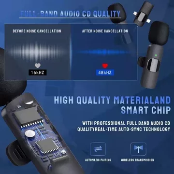 Mikrofon 3in1 Nirkabel IPhone Type C 3.5mm Nirkabel Wireless Lavalier Bluetooth Tanpa Kapel