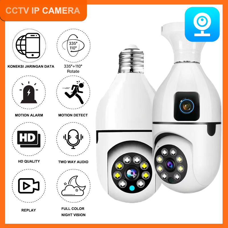 Jual CCTV V380 Pro IP Camera CCTV Indoor Wifi Lamp Installation 360 ...