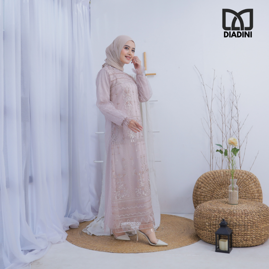 Jual DIADINI – Gamis Caspia Brokat Wanita Model Layer dengan Outer ...