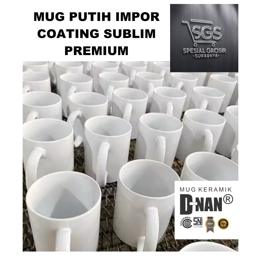 Jual Mug Coating Putih Polos Import / Sablon Mug Sublim Super White ...