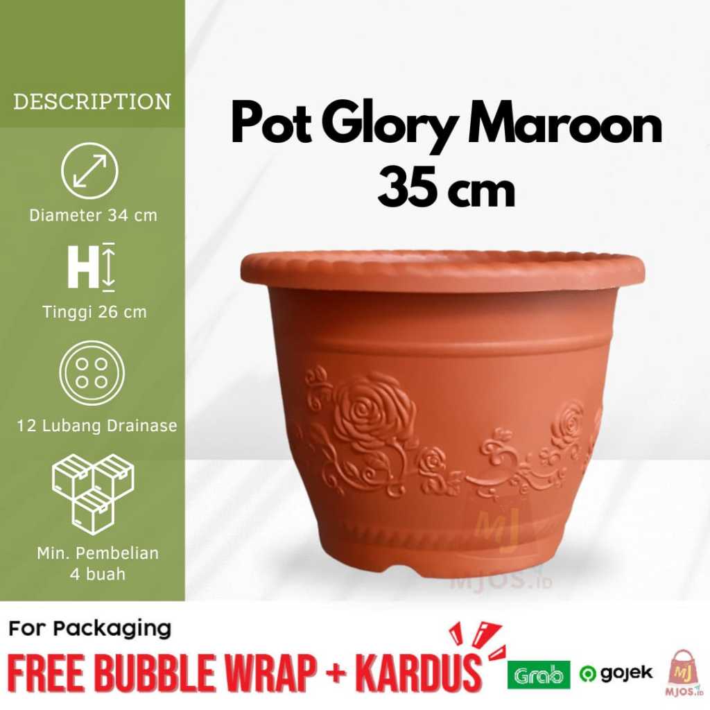 Jual Pot bunga tanaman hias plastik glory estetik motif bunga super