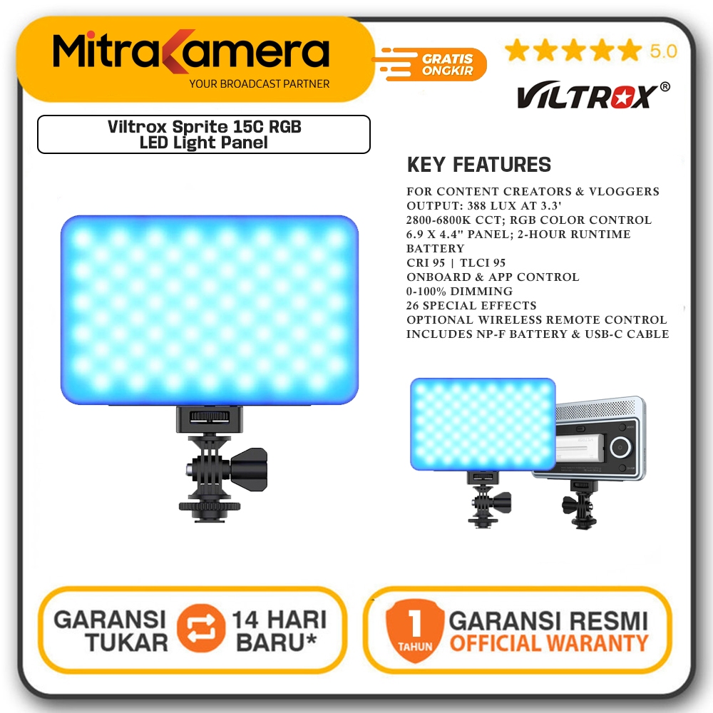 Jual Viltrox Sprite 15C Portable RGB LED Panel Light | Shopee Indonesia