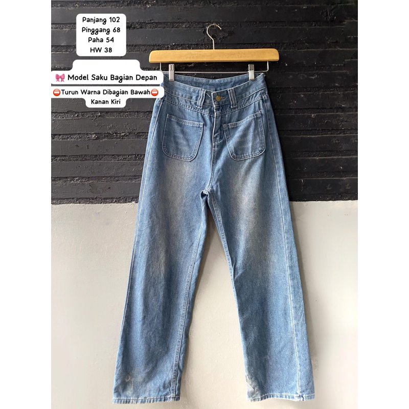 [PRELOVED] Wanita Celana Panjang Kulot Overall Jumpsuit Jeans Denim  Highwaist Lose HW BF Baggy Rajut Knit Lidi