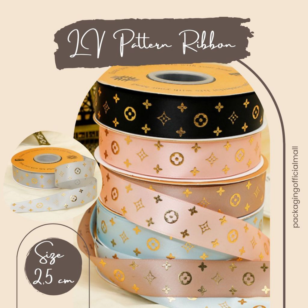 Jual LV PATTERN RIBBON 2.5 CM / PITA SATIN / PITA KADO / FLORIST SUPPLY ...