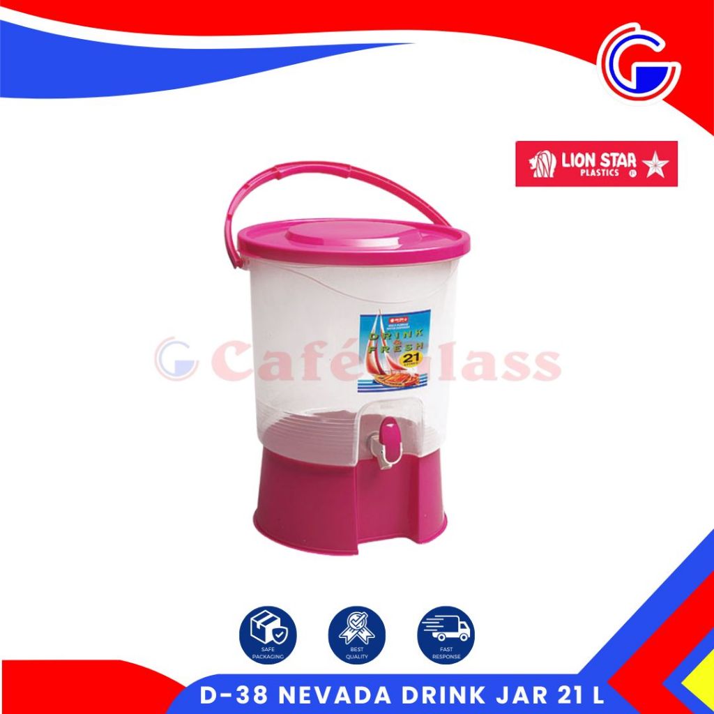 Dispenser Air Portable 21L Lion Star / Tempat Minum Kran Galon Kopi / Nevada Drink Jar D-38 Plastik