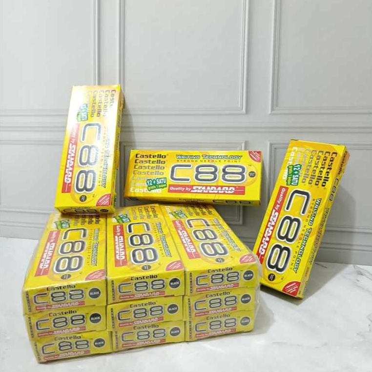 Jual PULPEN STANDAR C88 Castello / BOLPOIN Pena standar 1pak isi 13Pcs ...