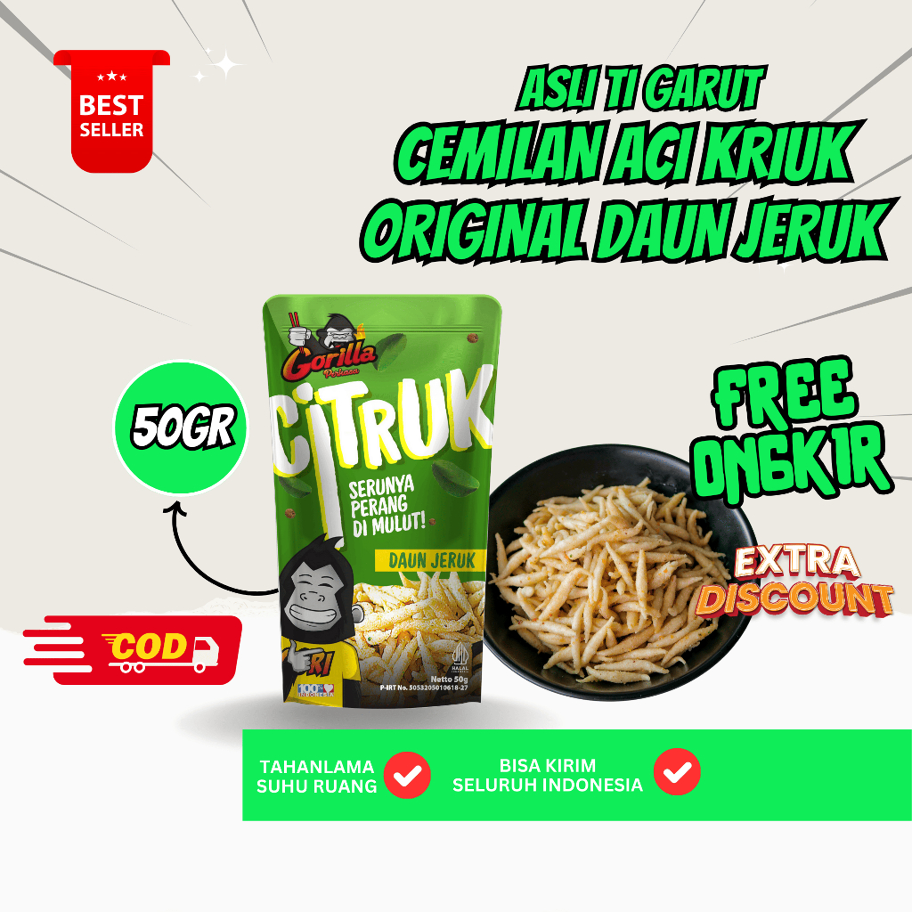 Jual (BISA COD) SNACK JAJANAN VIRAL CITRUK ORIGINAL RASA DAUN JERUK 50G ...