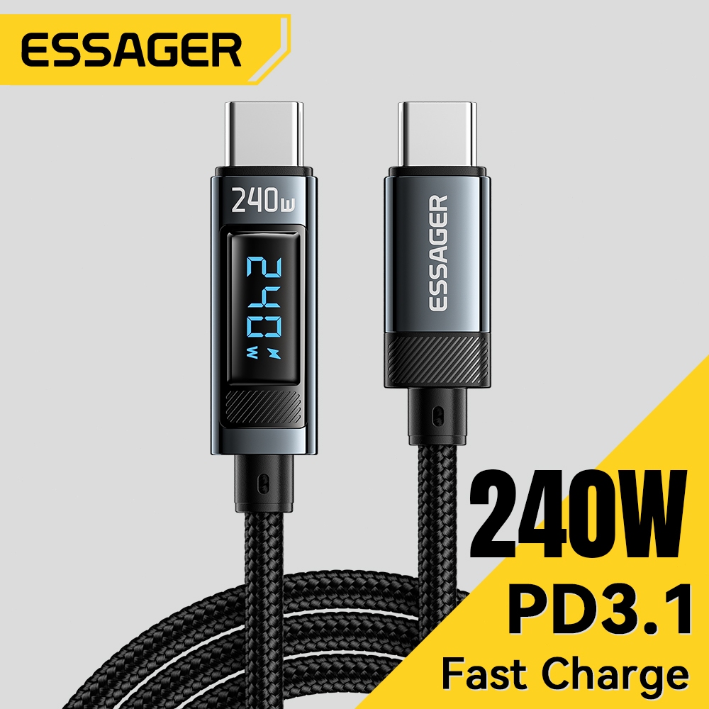 ESSAGER 240W Kabel Data Type c To Type C Fast Charging 5A Type C Fast  Charging Support Samsung