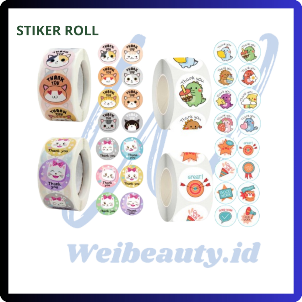 Jual Stiker Roll Label Kotak Makan Botol Minum 1 Roll 500 Pcs Cartoon ...