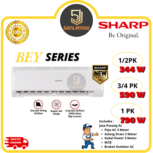 Jual AC Sharp Standar 1/2PK, 3/4PK, 1PK - AHA05BEY/ZEY /AHA07BEY ...