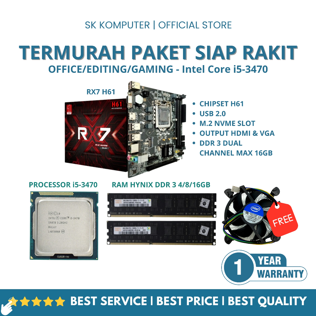 Jual H61 RX7 - Paket Motherboard H61 LGA 1155 Core i5/i3 DDR 3 ...