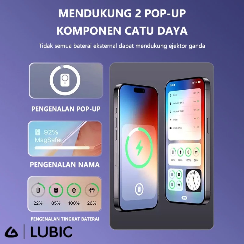 LUBIC CX10 Powerbank Ultra Slim Metal Wireless Magnetic 20W 5000mAh