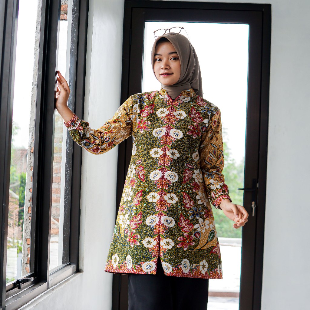 Jual Azzahra Tunik Batik Wanita Kerja Kantor Premium Modern Kekinian ...