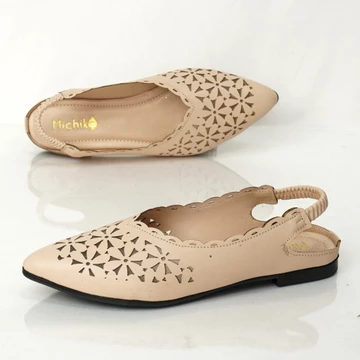 Michiko Sepatu Flatshoes Slop On Wanita Motif Bunga