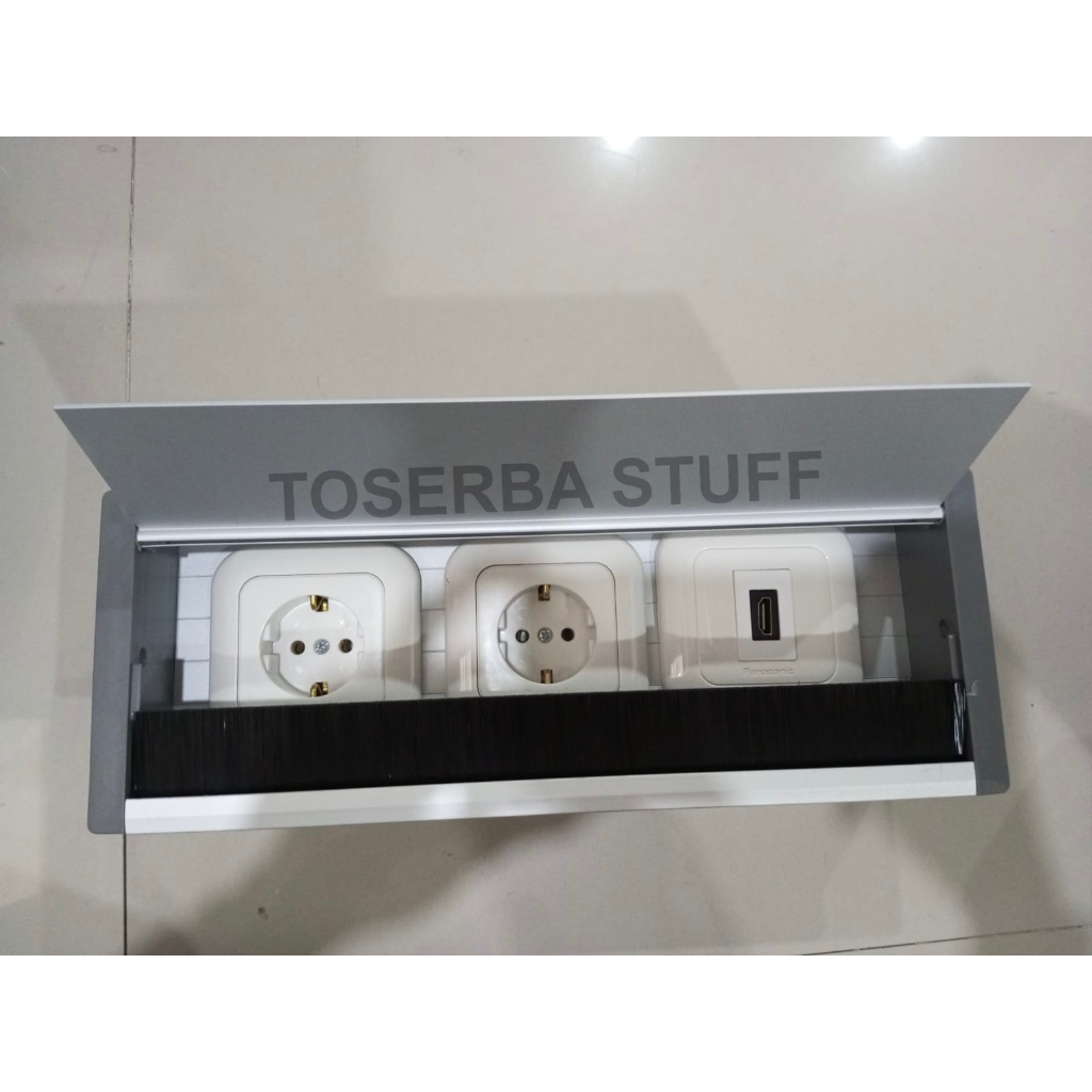 Jual BOX GROMMET DAN STOP KONTAK MEJA MEETING KANTOR PANASONIC 30CM ISI ...
