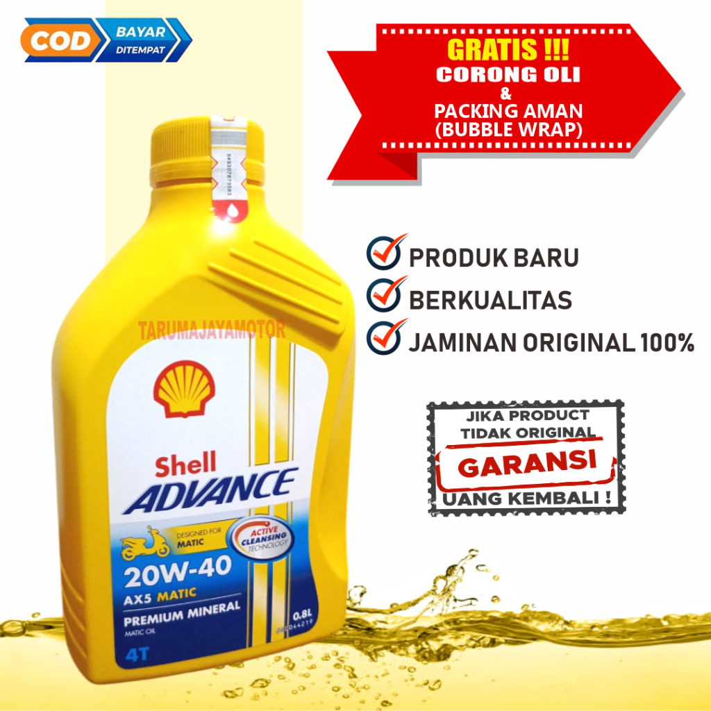 Jual Oli Shell Advance AX5 Matic Motor Scooter Matik 800ml SAE 20w40 ...