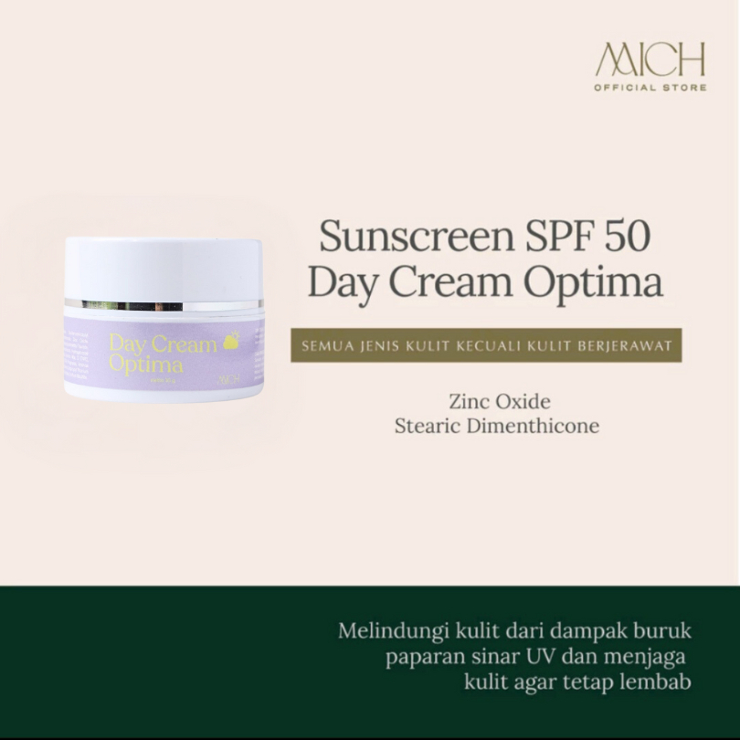 Jual MICH Sunscreen Day Cream Optima with SPF 50 10gr - Cream Siang ...