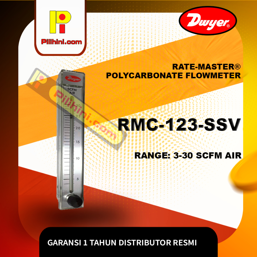 Dwyer Instruments RMC-102-SSV Flowmeter,RMC,10-100 Scfh Air