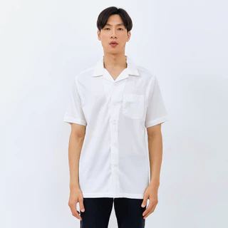 M231 Kemeja Pria Basic Polos Hawaii Pendek Putih 0159K