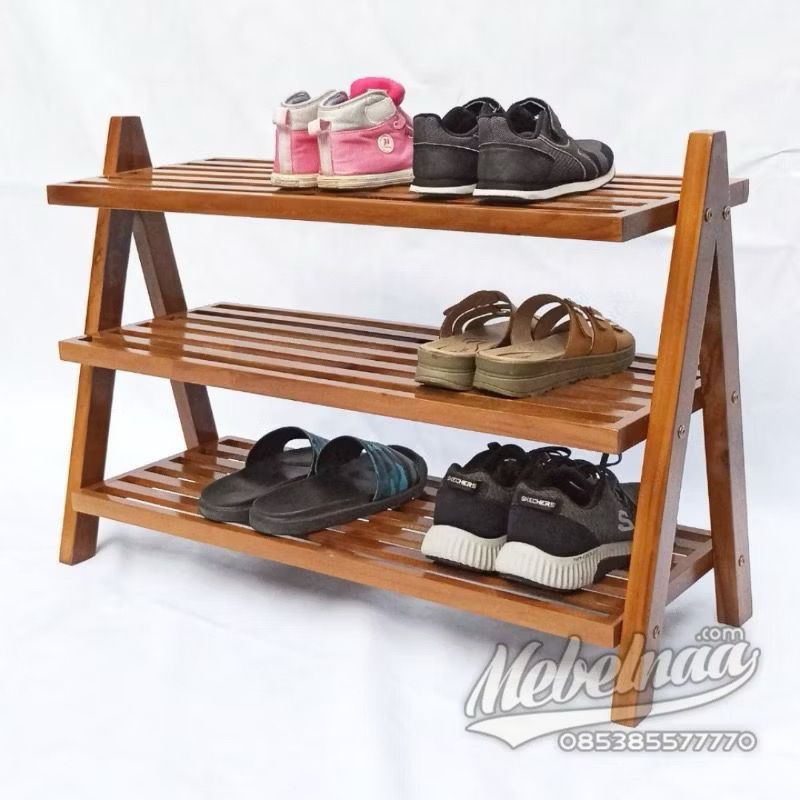 Jual rak sepatu minimalis kayu jati 1 meter | Shopee Indonesia