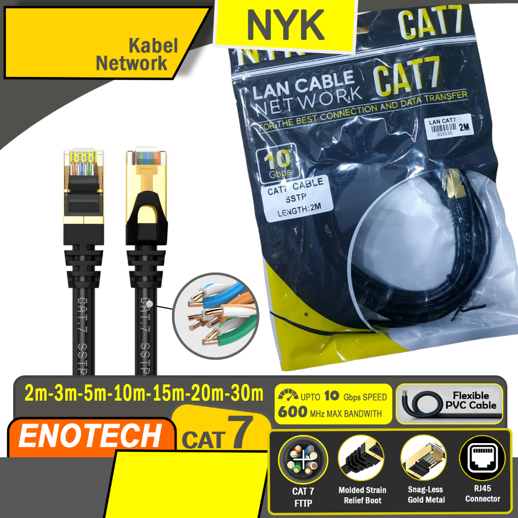 Jual NYK Kabel Lan SSTP Cat7 Internet Ethernet Cable 2M 3M 5M 10M 15M ...