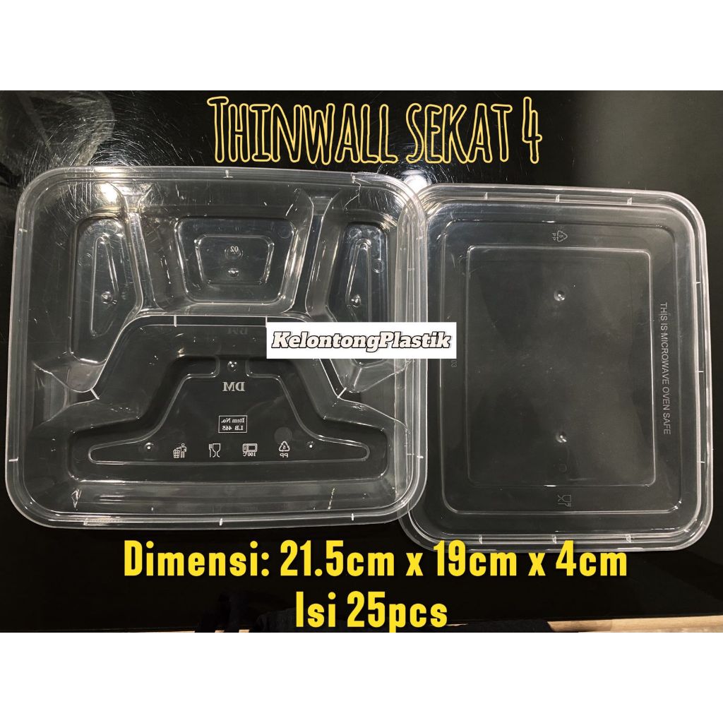 Jual ThinWall container lunch box sekat 3-isi 25 pcs , sekat 4-isi 25 ...