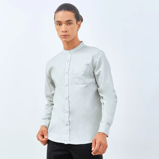 M231 Kemeja Pria Koko Shanghai Polos Panjang Mint 0185E