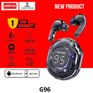GREFUS LENTIVEN TWS Headset Bluetooth Earphone olahraga Wireless Earbuds Mini Bluetooth 5.0 LED display G96