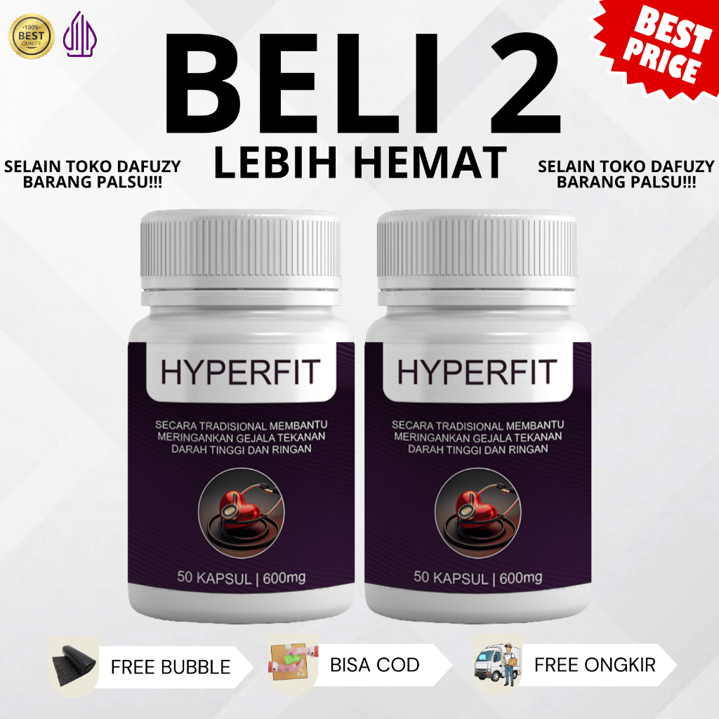 HYPERFIT 2 Botol - Herbal Darah Tinggi Hipertensi Penurun Tekanan Darah Tinggi Hypertensi Kolesterol Herbal Alami ORIGINAL AMPUH 100% HALAL | ARTINORMEE | ROBBANI | CARDIO NORMIN | CELLERY | TENSILON |