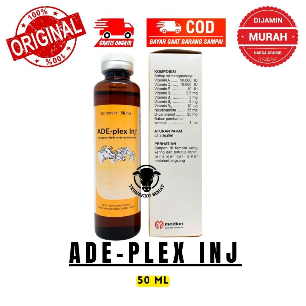 Jual ADE PLEX INJ 50 ML - Multivitamin Hewan Vitamin ADE dan B Complex ...
