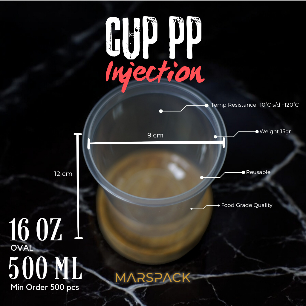 Jual Cup Injection PP Oval 16oz 500ml - Cup Only - Minimal Order 500pcs ...