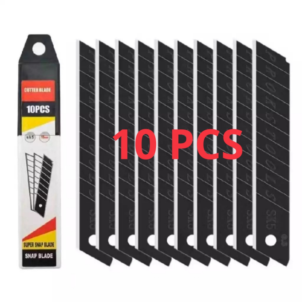Jual Isi Cutter 10 Pcs Besar 18mm SK5 Refill Pisau Kater Baja Hitam ...