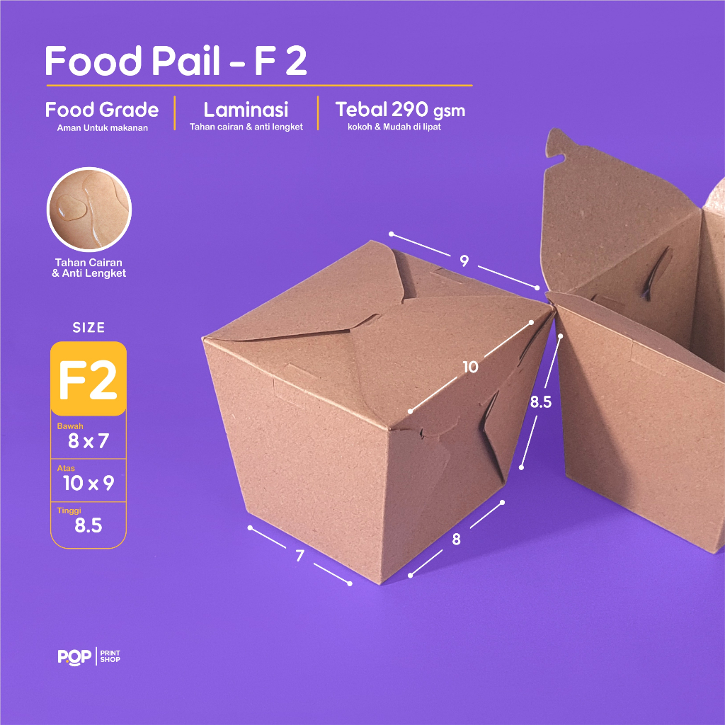 Jual Food Pail Rice Box 8x7 tinggi 8.5 | F2 | Kraft Coklat Tebal 290gsm ...