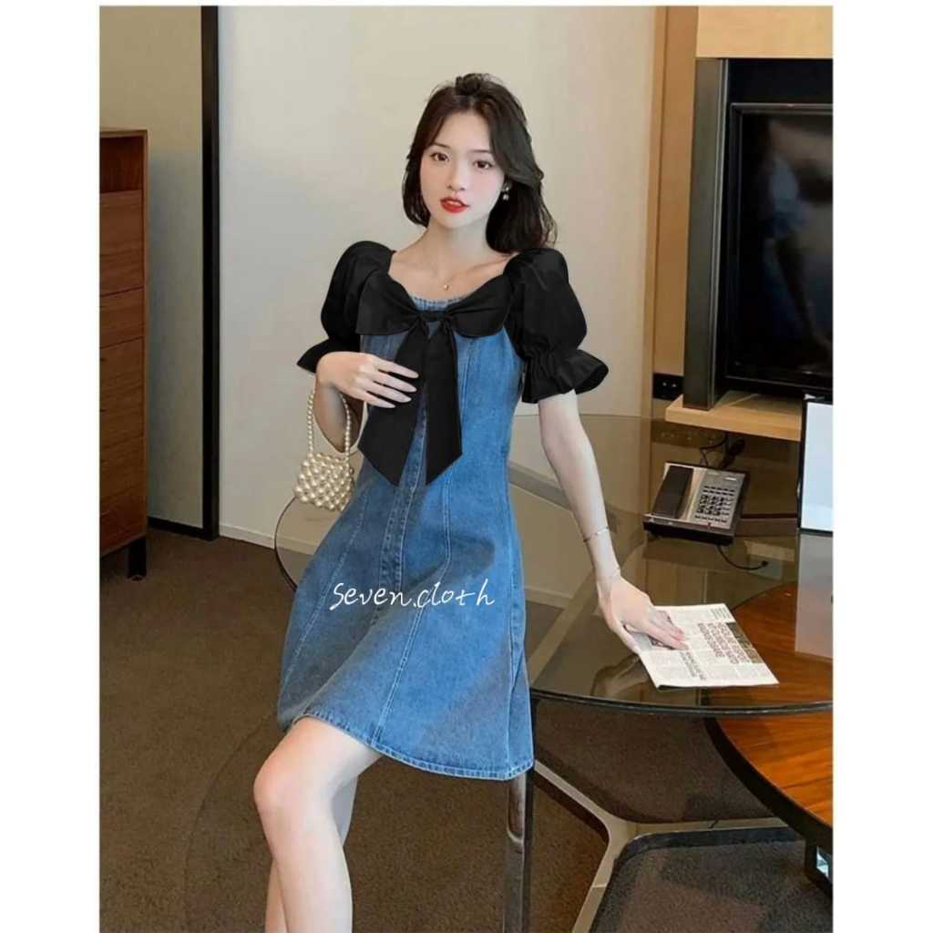 Jual SEVEN.CLOTH - Feli Dress / Dress / Dress Kombinasi / Model Pita ...