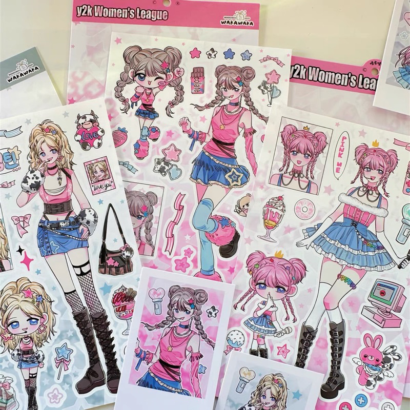 Jual sticker deco anime girl y2k wkwk dekorasi stiker readystock B2801 ...