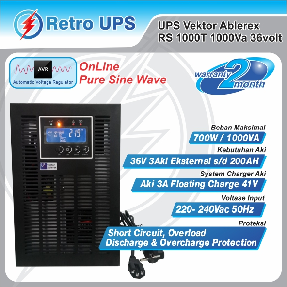 Jual UPS Vektor Ablerex RS 1000T 1000Va 36volt | Shopee Indonesia