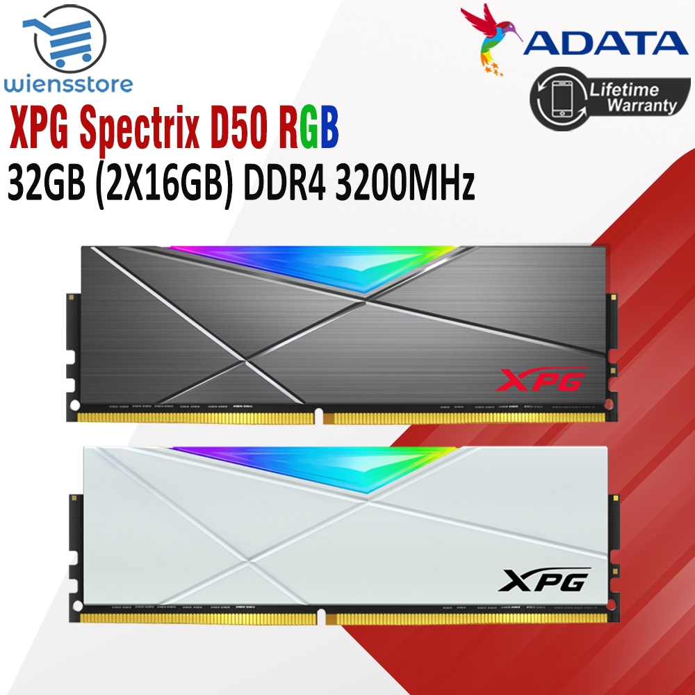 Jual ADATA XPG Spectrix D50 RGB 32GB (2X16GB) DDR4 3200 MHz | Shopee ...