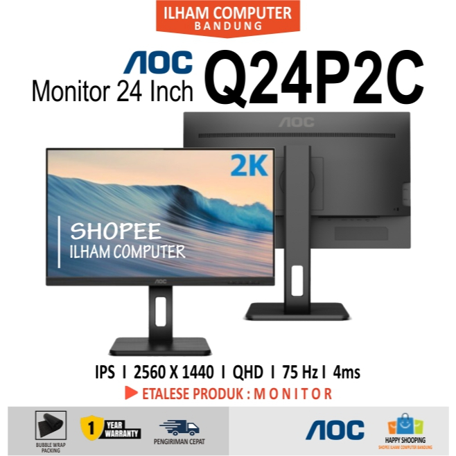 Monitor LED AOC Q24P2C IPS 2K QHD 24