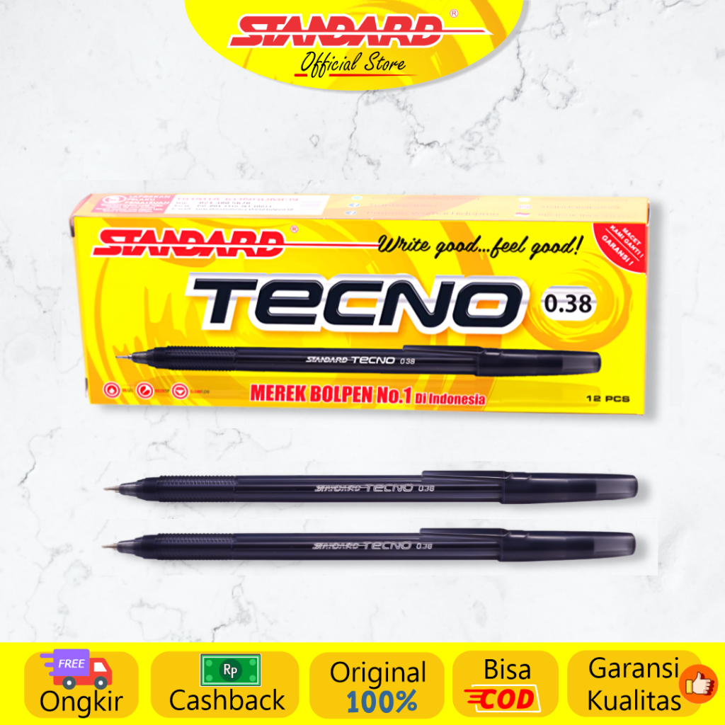 Standard - Pulpen Tecno 0.38 ( Alat Tulis / Pen / Ballpoint / Pena ) (5)